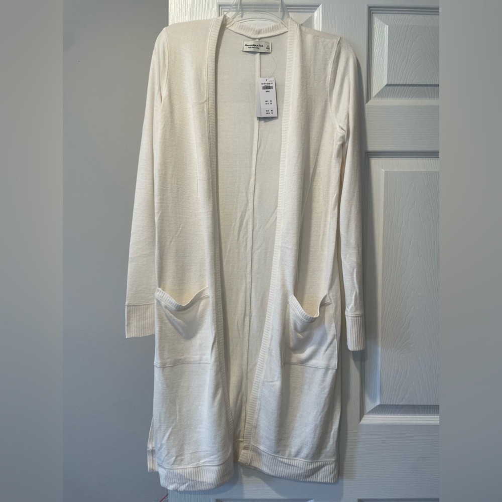Long Cream Open Cardigan